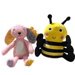 Lot Make Believe Ideas Sensory Snuggables Plush Pink Bunny Buzzy Bee Toy Lovey
